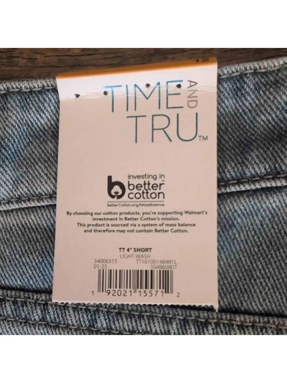 NWT Time & Tru Blue Women's Jean Shorts 12 E130